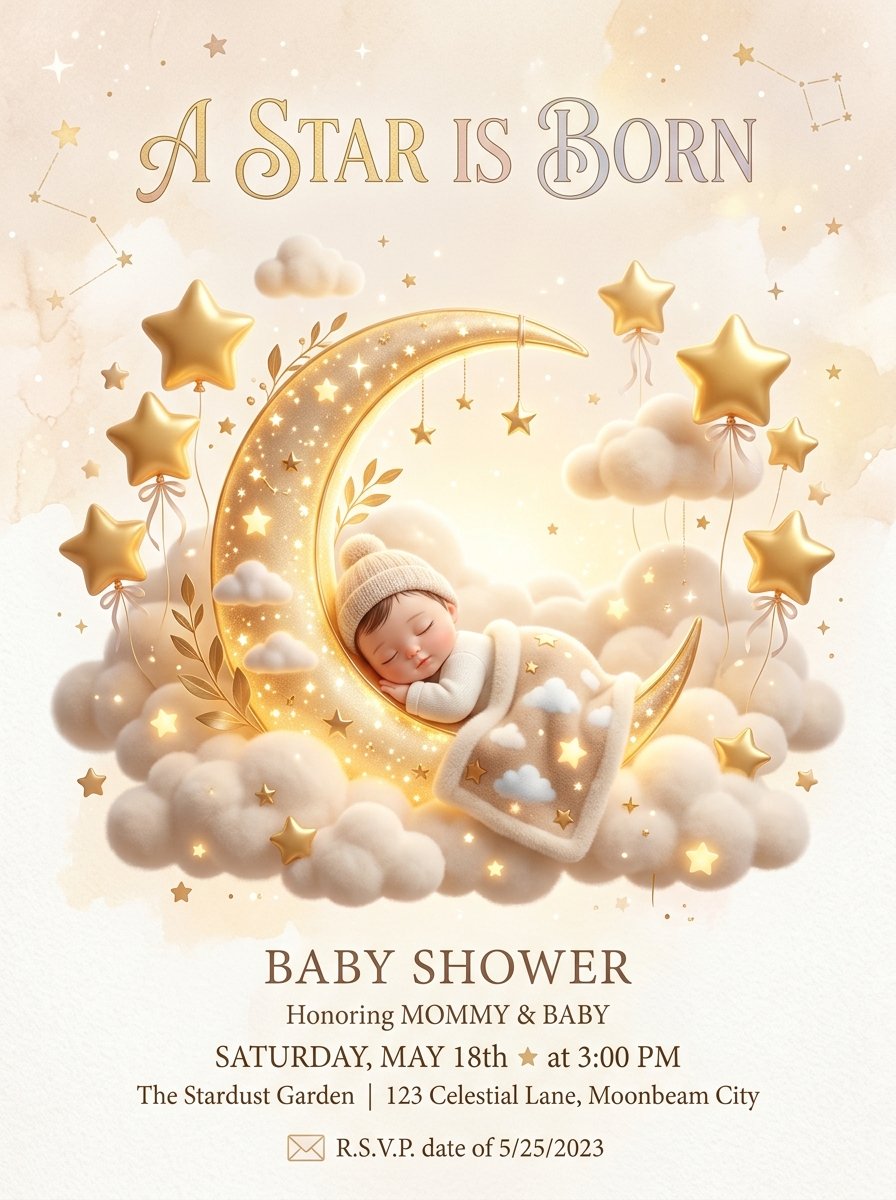 Sleeping Moon Baby Cartoon Artwork